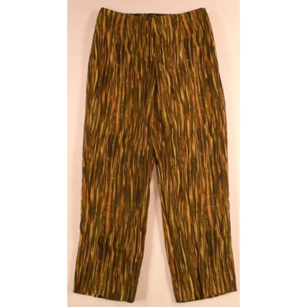 Dana Buchman 6 Linen Slacks Lined GN Jungle NWOT